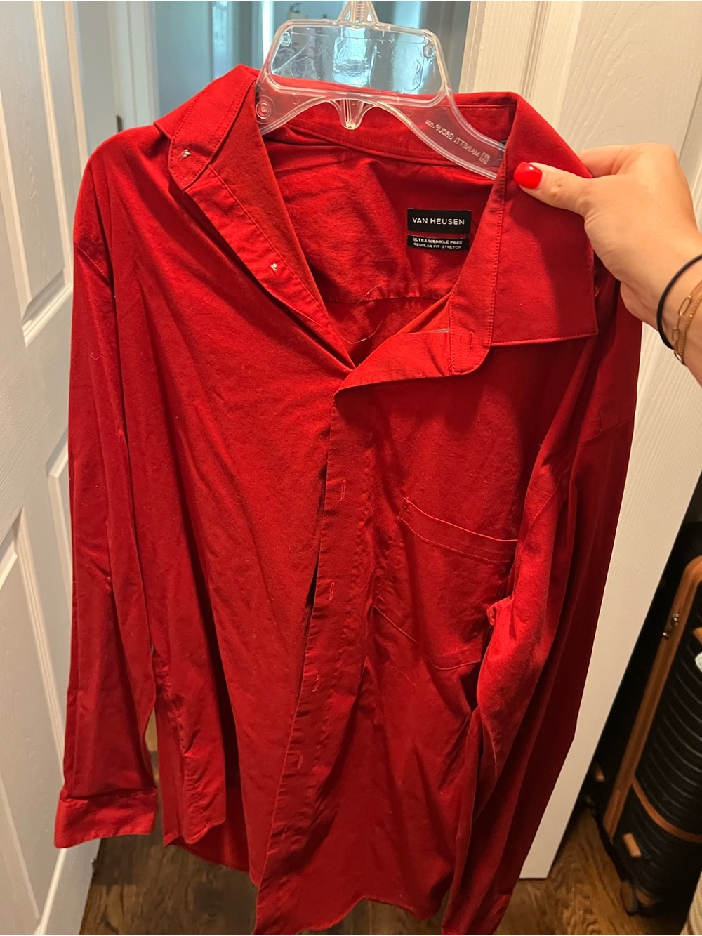Van Heusen Men’s Rich Red Casual Button-Down Shirt